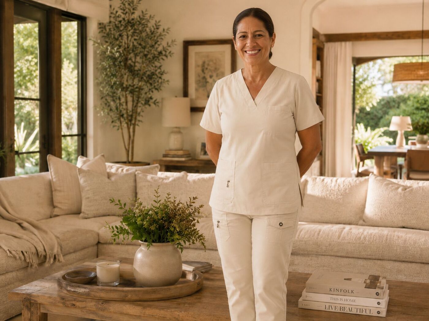 A Mazel housekeeper in an elegant family living room