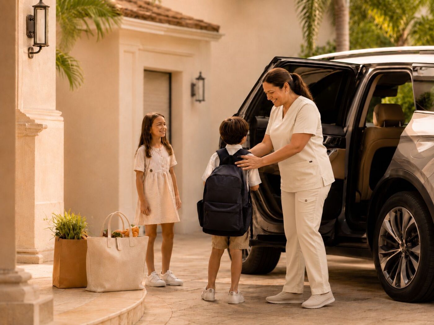 A Mazel nanny driver coordinating the children's schedule